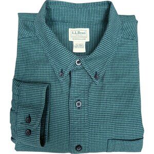 EUC Men's L.L. BEAN Green/Navy‎ Houndstooth Long Sleeve Shirt | Size XLT